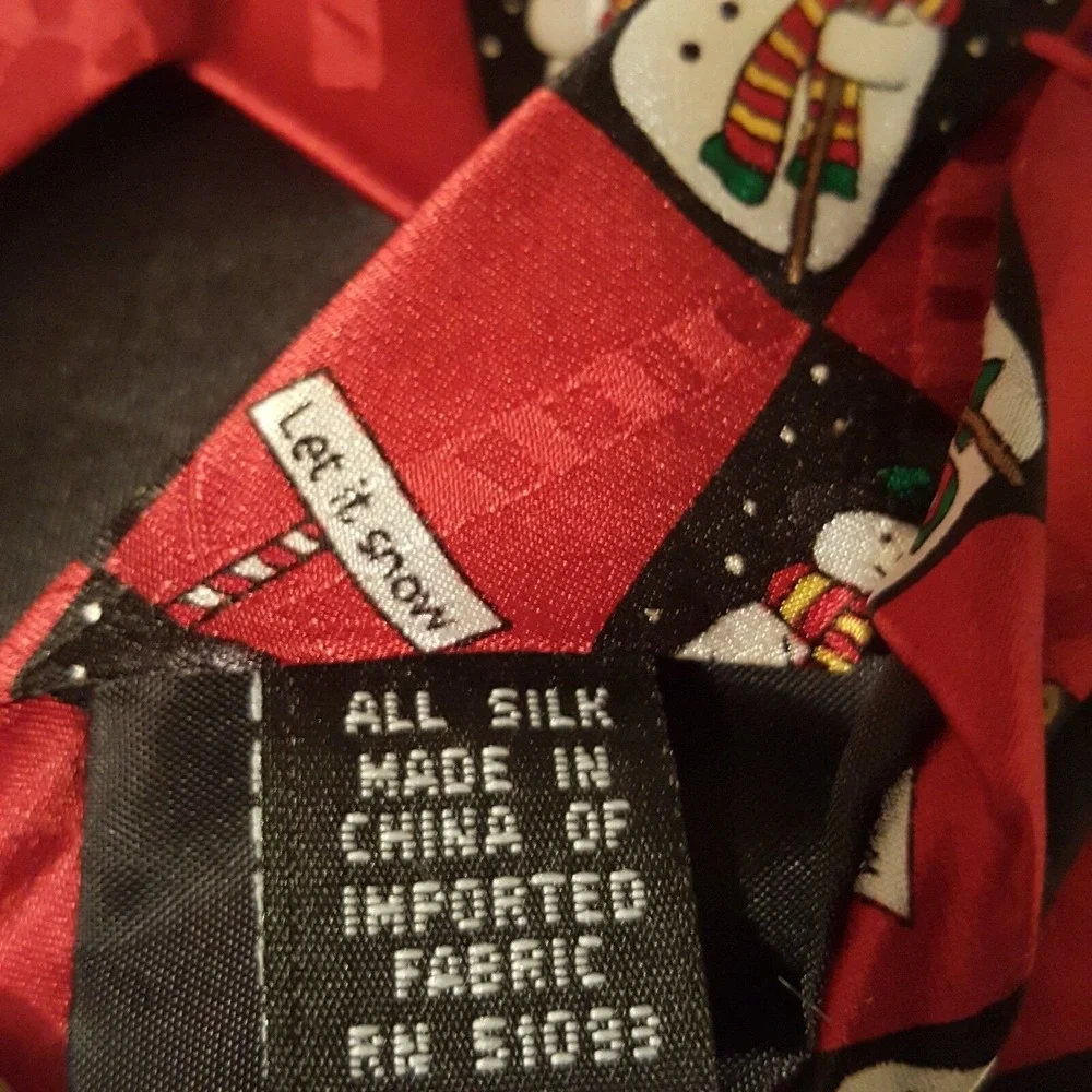 Hallmark Yule Tie Greetings Red Snowman Men's Tie Festive‎ Holiday